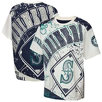 Youth Outerstuff Cream Seattle Mariners Big League Top Player Bold All-Over-Print T-Shirt