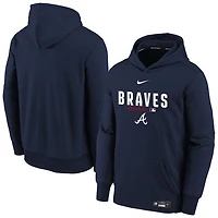 Youth Nike Navy Atlanta Braves Authentic Collection Therma-FIT Hoodie