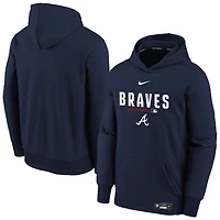 Youth Nike Navy Atlanta Braves Authentic Collection Therma-FIT Hoodie