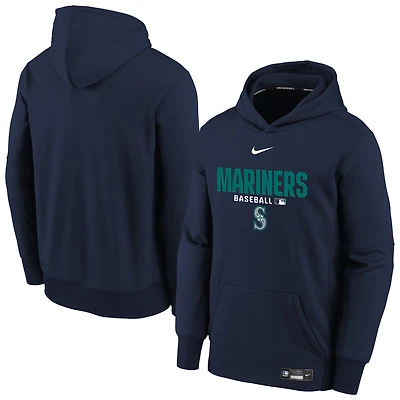 Youth Nike Navy Seattle Mariners Authentic Collection Therma-FIT Hoodie