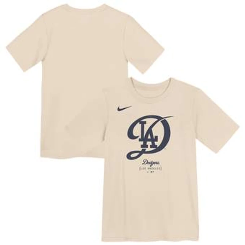 Preschool Nike Natural Los Angeles Dodgers City Connect Logo T-Shirt