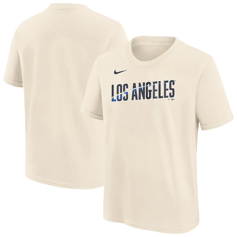 Youth Nike Natural Los Angeles Dodgers City Connect Wordmark T-Shirt