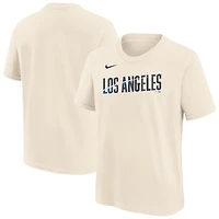 Youth Nike Natural Los Angeles Dodgers City Connect Wordmark T-Shirt