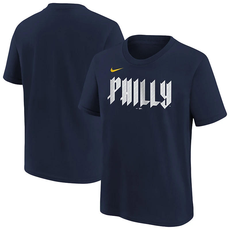Youth Nike Navy Philadelphia Phillies City Connect Wordmark T-Shirt