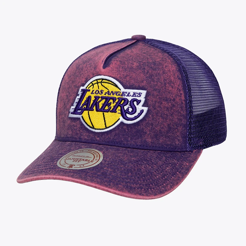 Men's Mitchell & Ness  Purple Los Angeles Lakers Gameday Snow Wash Adjustable Trucker Hat