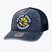 Men's Mitchell & Ness  Blue Golden State Warriors Gameday Snow Wash Adjustable Trucker Hat