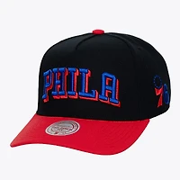 Men's Mitchell & Ness  Black Philadelphia 76ers Hardwood Classics Legendary Away Pro-Pinch Adjustable Hat