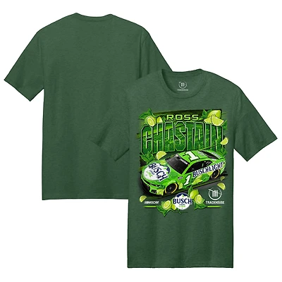 Men's Trackhouse Racing Team Collection Heather Green Ross Chastain Busch Light Lime Car T-Shirt