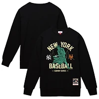 Men's Mitchell & Ness Black New York Yankees vs. New York Mets Subway Series Swinging Liberty Pullover Sweatshirt