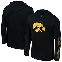 Men's Colosseum  Black Iowa Hawkeyes Color Pop Active Blend Hooded Long Sleeve T-Shirt