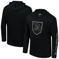 Men's Colosseum  Black Army Knights Color Pop Active Blend Hooded Long Sleeve T-Shirt