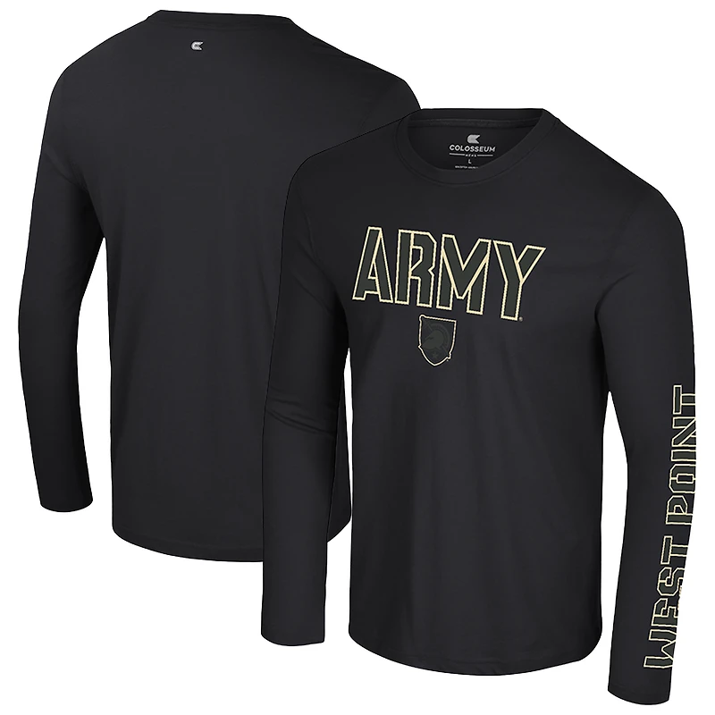 Men's Colosseum  Black Army Knights Color Pop Active Blend Long Sleeve T-Shirt