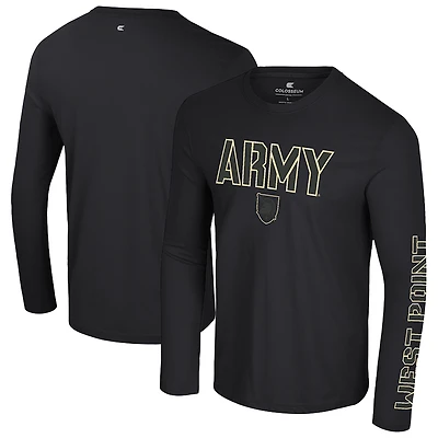 Men's Colosseum  Black Army Knights Color Pop Active Blend Long Sleeve T-Shirt