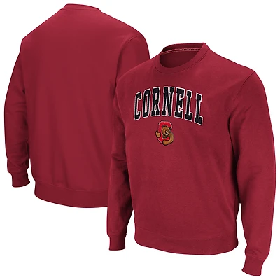 Men's Colosseum Red Cornell Big Arch & Logo Tackle Twill Pullover Sweatshirt