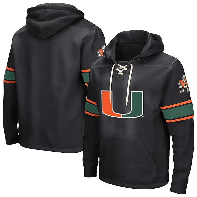 Men's Colosseum Black Miami Hurricanes 2.0 Lace-Up Hoodie