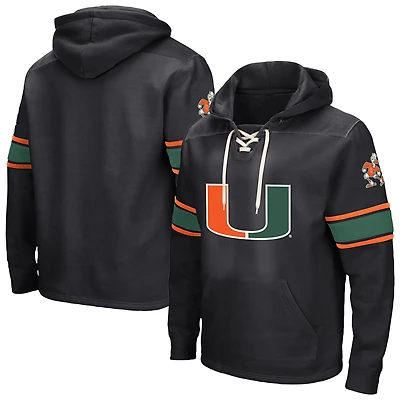 Men's Colosseum Black Miami Hurricanes 2.0 Lace-Up Hoodie