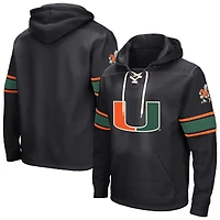 Men's Colosseum Black Miami Hurricanes 2.0 Lace-Up Hoodie