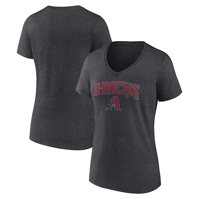 Women's Charcoal Arizona Diamondbacks Team Lockup V-Neck T-Shirt