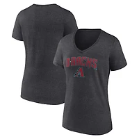 Women's Charcoal Arizona Diamondbacks Team Lockup V-Neck T-Shirt