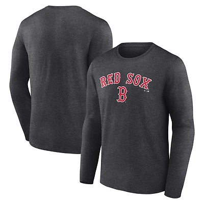 Men's Charcoal Boston Red Sox Team Lockup Long Sleeve T-Shirt