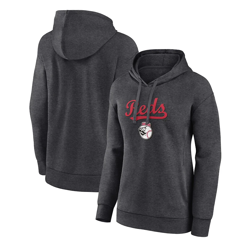 Women's Charcoal Cincinnati Reds Team Lockup Hoodie
