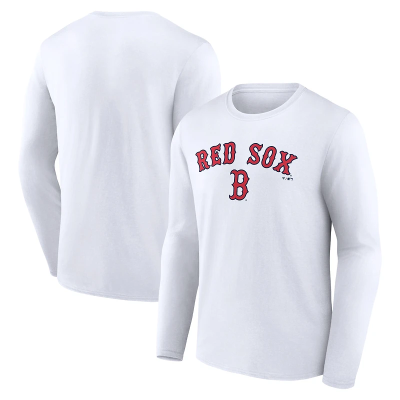 Men's White Boston Red Sox Team Lockup Long Sleeve T-Shirt
