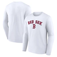 Men's White Boston Red Sox Team Lockup Long Sleeve T-Shirt
