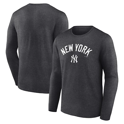 Men's Charcoal New York Yankees Team Lockup Long Sleeve T-Shirt