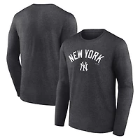 Men's Charcoal New York Yankees Team Lockup Long Sleeve T-Shirt