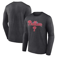 Men's Charcoal Philadelphia Phillies Team Lockup Long Sleeve T-Shirt