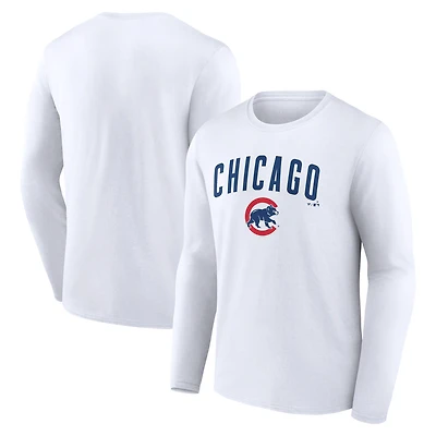 Men's White Chicago Cubs Team Lockup Long Sleeve T-Shirt