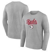 Men's Gray Cincinnati Reds Team Lockup Long Sleeve T-Shirt