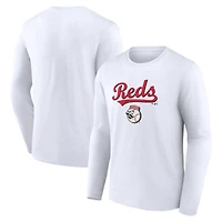Men's White Cincinnati Reds Team Lockup Long Sleeve T-Shirt