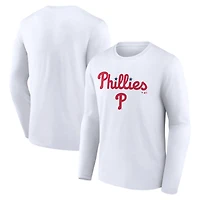 Men's White Philadelphia Phillies Team Lockup Long Sleeve T-Shirt