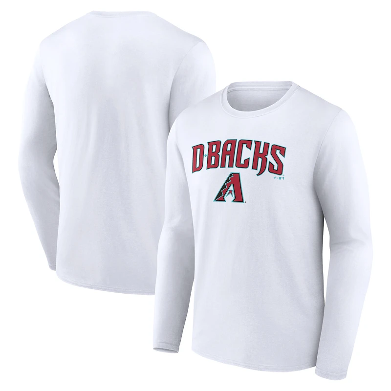 Men's White Arizona Diamondbacks Team Lockup Long Sleeve T-Shirt