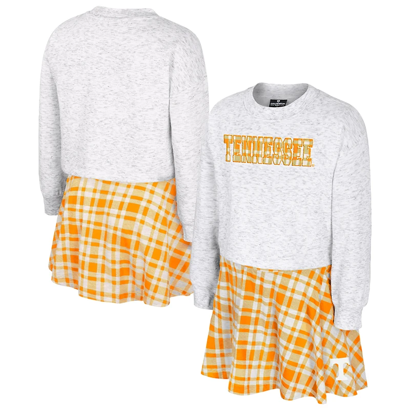 Girls Youth Colosseum Gray Tennessee Volunteers Marceline Plaid Skirt and Top Set