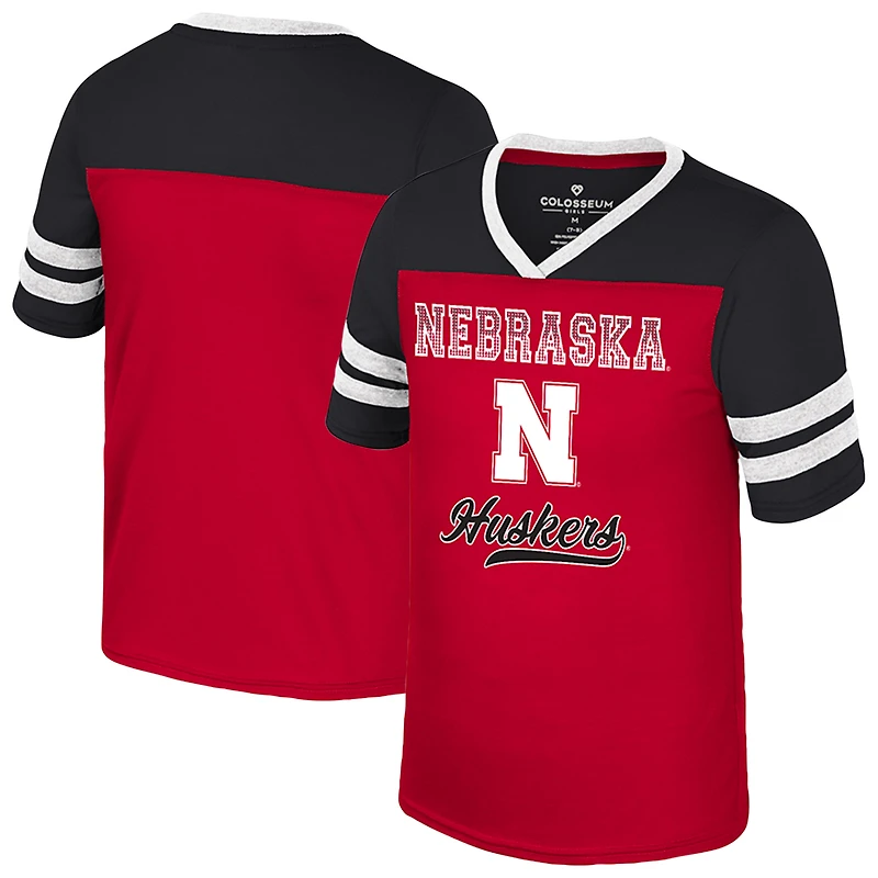 Girls Youth Colosseum Scarlet Nebraska Huskers Princess Bubblegum Bling T-Shirt
