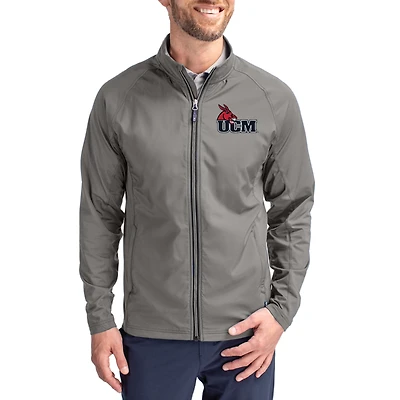 Men's Cutter & Buck Gray Central Missouri Mules Big & Tall Adapt Eco Knit Hybrid Recycled Raglan Full-Zip Jacket
