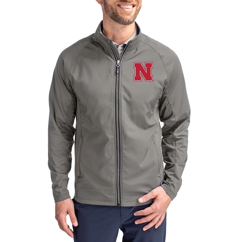 Men's Cutter & Buck Gray Nebraska Huskers Big & Tall Adapt Eco Hybrid Recycled Full-Zip Jacket