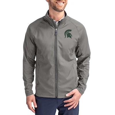Men's Cutter & Buck Gray Michigan State Spartans Big & Tall Adapt Eco Hybrid Recycled Full-Zip Jacket