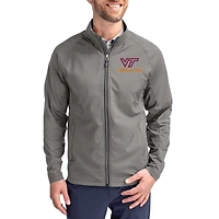 Men's Cutter & Buck Gray Virginia Tech Hokies  Adapt Eco Hybrid Recycled Full-Zip Jacket