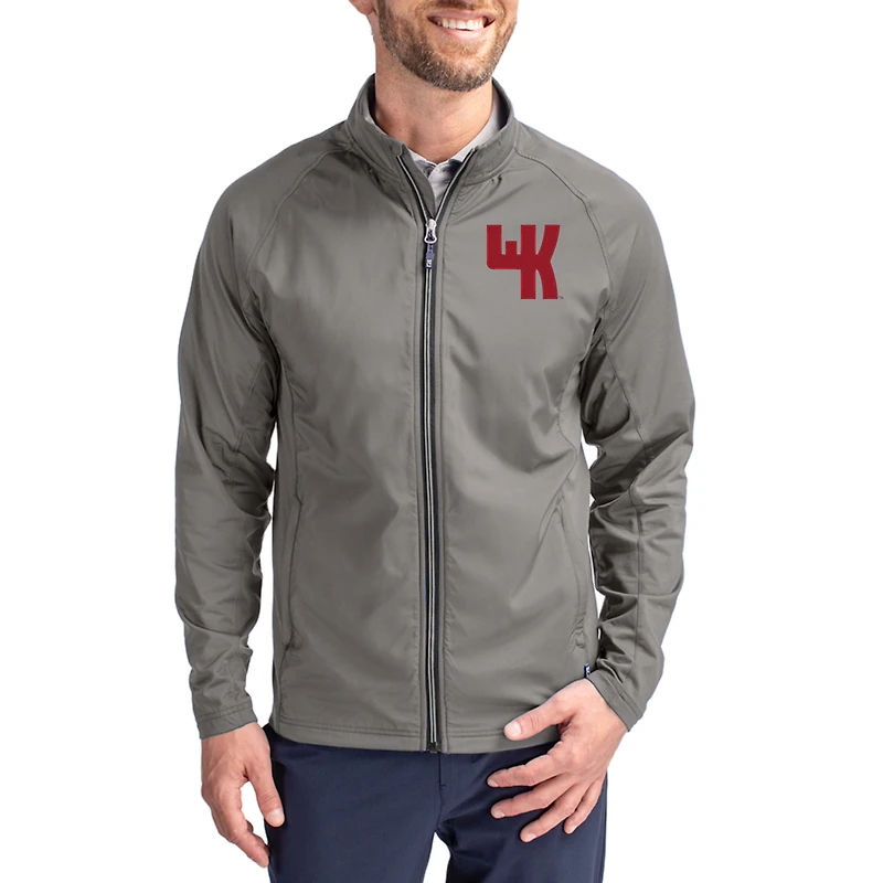 Men's Cutter & Buck Gray Western Kentucky Hilltoppers Big & Tall Adapt Eco Knit Hybrid Recycled Raglan Full-Zip Jacket