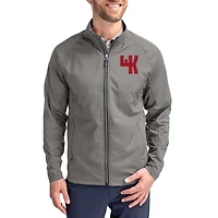 Men's Cutter & Buck Gray Western Kentucky Hilltoppers Big & Tall Adapt Eco Knit Hybrid Recycled Raglan Full-Zip Jacket