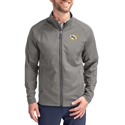 Men's Cutter & Buck Gray West Virginia Mountaineers Adapt Eco Hybrid Recycled Full-Zip Jacket