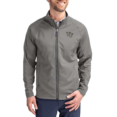 Men's Cutter & Buck Gray Wake Forest Demon Deacons  Adapt Eco Hybrid Recycled Full-Zip Jacket