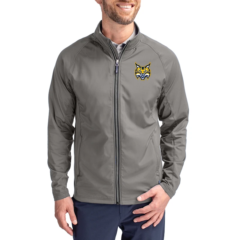 Men's Cutter & Buck Gray Quinnipiac Bobcats  Adapt Eco Hybrid Recycled Full-Zip Jacket