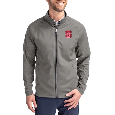 Men's Cutter & Buck Gray NC State Wolfpack  Adapt Eco Hybrid Recycled Full-Zip Jacket