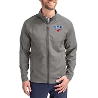 Men's Cutter & Buck Gray SMU Mustangs  Adapt Eco Hybrid Recycled Full-Zip Jacket