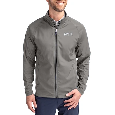 Men's Cutter & Buck Gray NYU Violets  Adapt Eco Hybrid Recycled Full-Zip Jacket