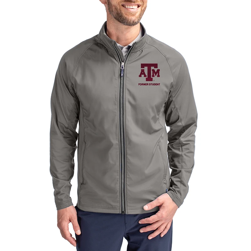 Men's Cutter & Buck Gray Texas A&M Aggies Adapt Eco Hybrid Recycled Full-Zip Jacket